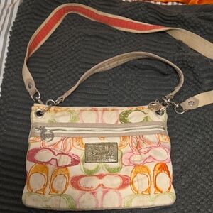 Coach Multicolor‎ Crossbody Bag with Pink and Orange Accents